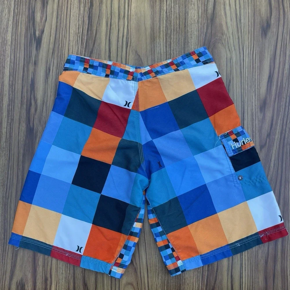 HURLEY‎ Mens Size 20/20/20 RAINBOW PLAID COLOR BLOCK BOARD SHORTS SWIM Trunks